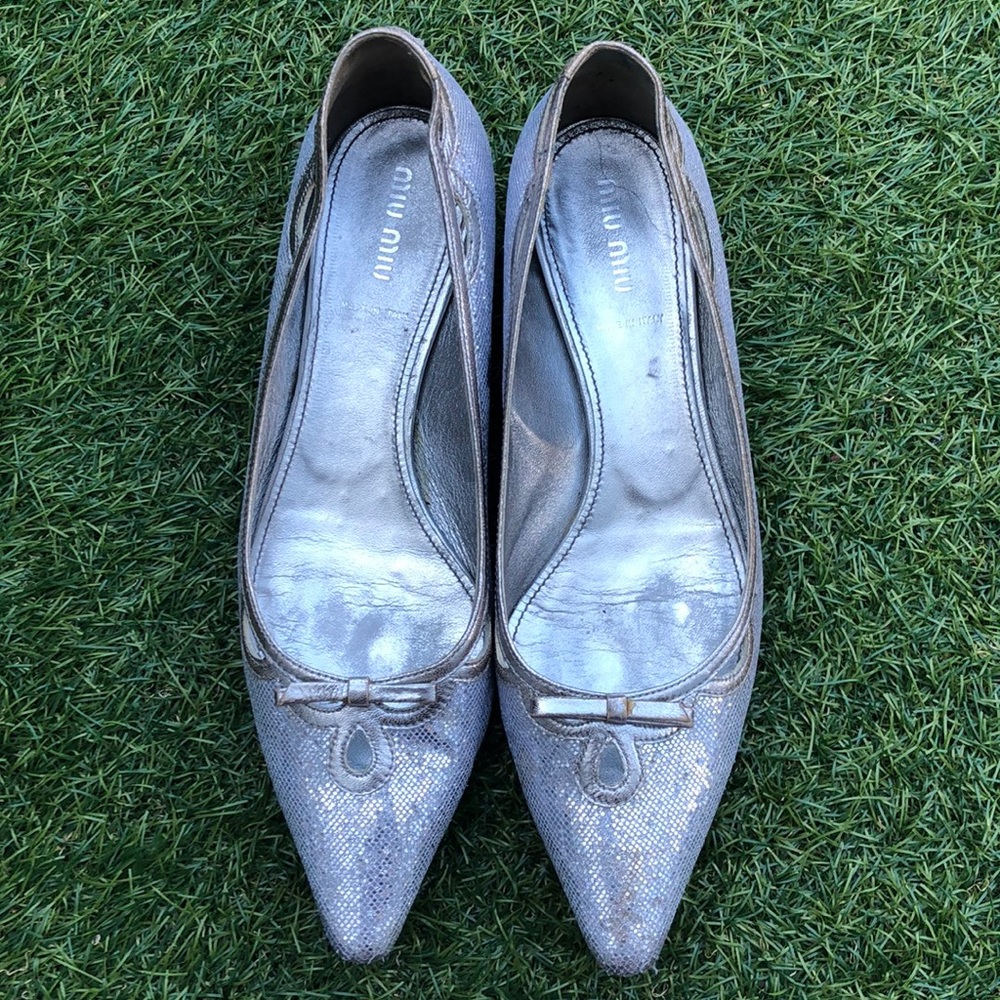 Miu Miu silver glitter flats size 39 or 9